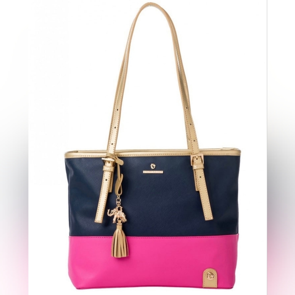 Spartina 449 Navy, Hot Pink & Gold Tote